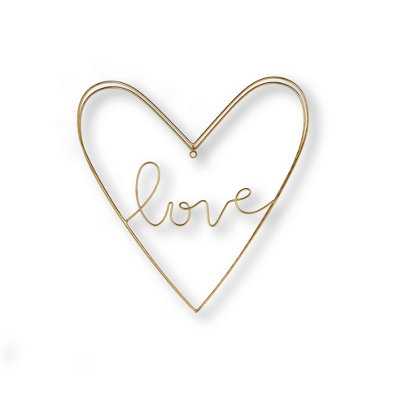 Gold Amour Heart Metal Typography Wall Art