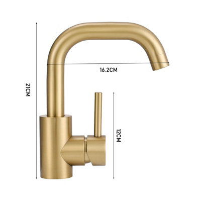 Gold Arc Single-Handle Faucet with Swivel Spout Bathroom Basin Mixer Tap