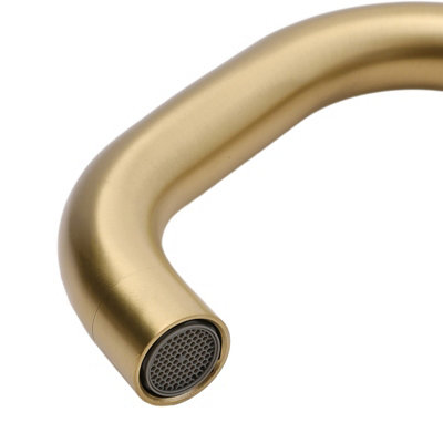 Gold Arc Single-Handle Faucet with Swivel Spout Bathroom Basin Mixer Tap