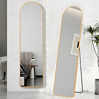 Gold Arch Framed Full Length Mirror Wall Mounted or Freestanding Mirror 40 x 150 cm