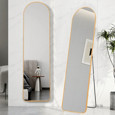 Free standing online mirror gold