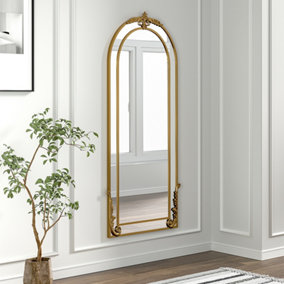 Gold Arch Shatter Proof Glass Framed Mirror W 800 x H 1800mm