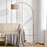 Gold Arched Height Adjustable Floor Lamp Floor Light Marble Base with Shade 131 to 186CM