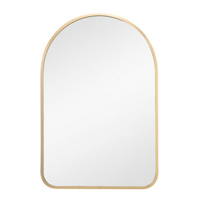 Gold Arched Wall Mounted Bathroom Framed Mirror Dressing Mirror