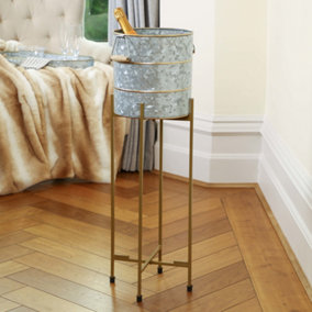 Gold Band Standing Champagne Ice Bucket with Tray