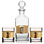 Gold Band Wine Whiskey Decanter and Two Tumbler Set