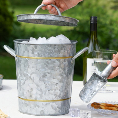 Gold Band Zinc Celebration Champagne Party Wine Ice Bucket and Scoop Father's Day Gifts Ideas