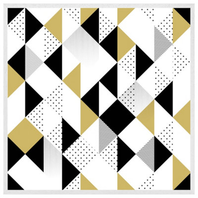 Gold & black geometric triangles (Picutre Frame) / 12x12" / Brown
