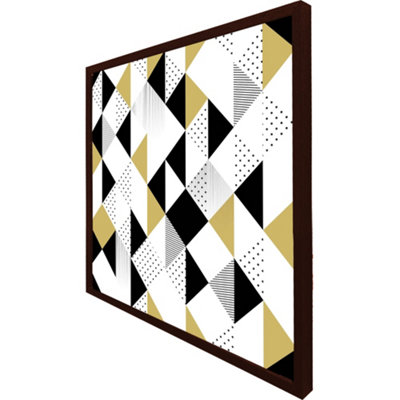 Gold & black geometric triangles (Picutre Frame) / 12x12" / Oak