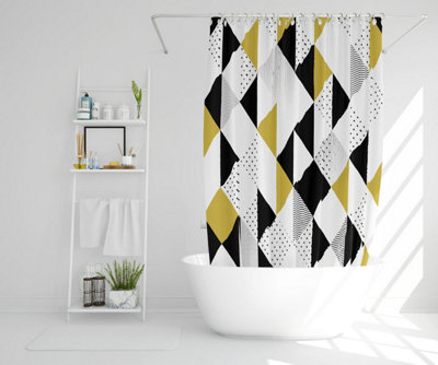 Gold & Black Geometric Triangles (Shower Curtain) / Default Title Price Comparisons | Compare The Build