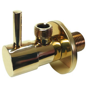 Gold Brass 1/2" x 3/8" BSP Basin Hose Valve Water Tap Cut-Off Long Lever