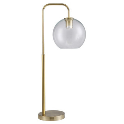 Gold Brass Base Table Lamp with Glass Lampshade