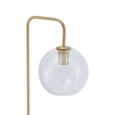 Gold Brass Electroplated Base Floor Lamp Floor Light with Glass Lampshade 157.5cm