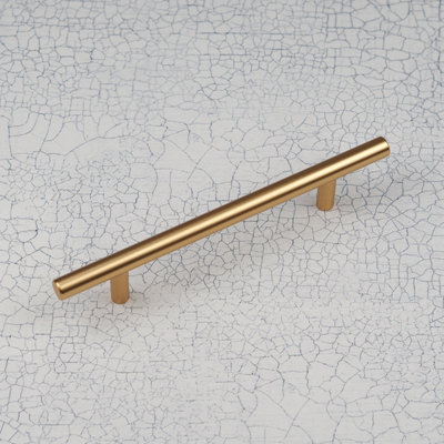 Gold Brass T Bar Cabinet Handles Kitchen Bedroom Bathroom Furniture Door Drawer Pulls 128mm Upcycled Renovation