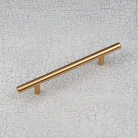 Gold Brass T Bar Cabinet Handles Kitchen Bedroom Bathroom Furniture Door Drawer Pulls 128mm Upcycled Renovation