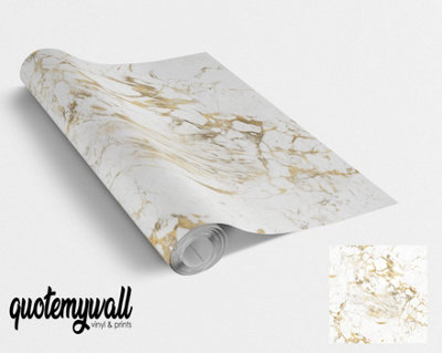 Gold Calacatta Marble Vinyl Wrap For Furniture & Kitchen Worktops