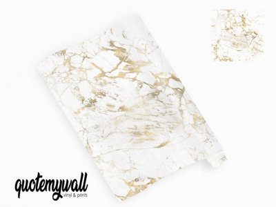 Gold Calacatta Marble Vinyl Wrap For Furniture & Kitchen Worktops