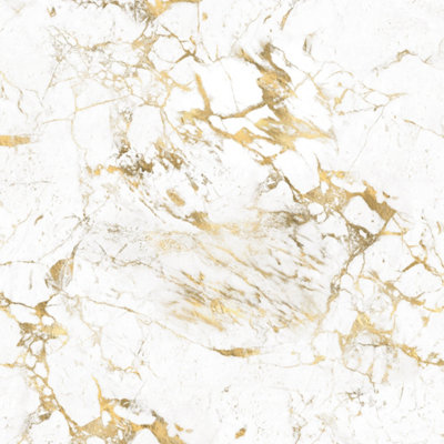 Gold Calacatta Marble Vinyl Wrap For Furniture & Kitchen Worktops