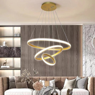Gold Chandelier LED Circle Modern Luxury 3 Rings (20+40+60cm) Pendant Light