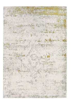 Gold/Cloud Rug, 20mm Thickness Abstract Floral Rug, Handmade Traditional Rug for Bedroom, & Dining Room-120cm X 170cm