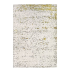 Gold/Cloud Rug, 20mm Thickness Abstract Floral Rug, Handmade Traditional Rug for Bedroom, & Dining Room-120cm X 170cm