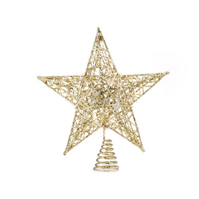 Gold-colored Wrought Iron Christmas Tree Star Topper with LED Lights ...