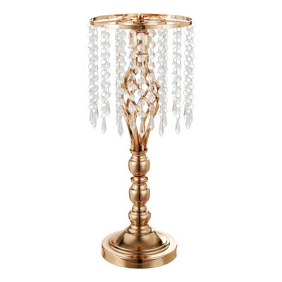 Gold Crystal Flowers Arrangement Stand Tall Vase Wedding Table Centerpiece 60cm