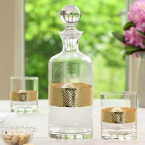 Gold Diamond Wine Drinkware Decanter and Tumblers Father's Day Gifts Ideas