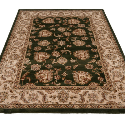 Gold Green Classical Oriental Floral Area Rug 120cm x170cm