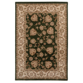 Gold Green Classical Oriental Floral Area Rug 160cm x 230cm