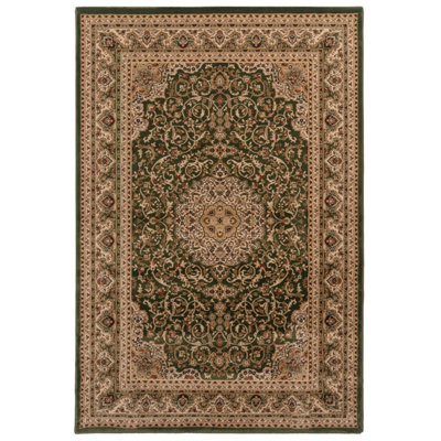 Gold Green Classical Oriental Medallion Area Rug 120cm x170cm