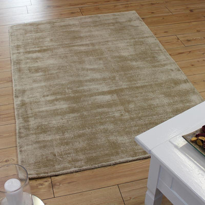 Gold Handmade , Luxurious , Modern , Plain Easy to Clean Viscose Rug for Living Room, Bedroom - 66 X 240 (Runner)