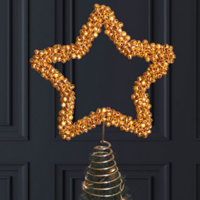 Gold Jingle Bell Christmas Star Tree Topper Decoration