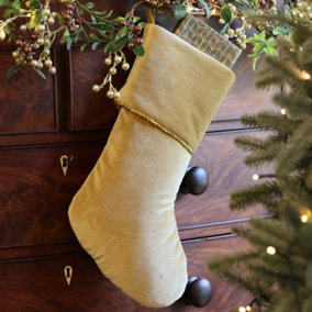 Gold Knightsbridge Velvet Xmas Gift Decoration Christmas Stocking