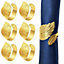 Gold Leaf Design Napkin Holder Rings Serviettes Buckles, 6pcs