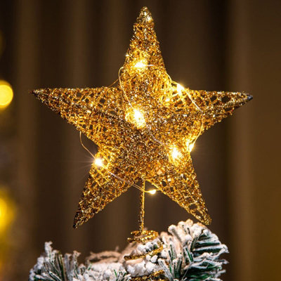 Gold Lighted Up Christmas Tree Topper Star Christmas Decoration Xmas Ornament