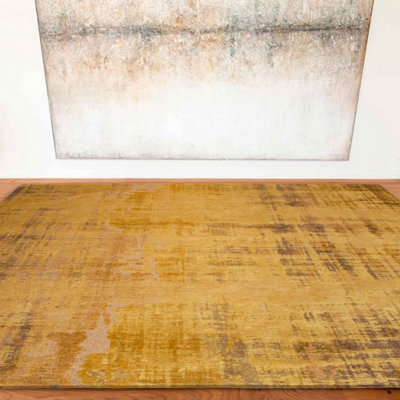 Gold Luxurious Modern Abstract Rug for Living Room, Bedroom 80cm X