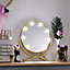 Gold Luxurious Round  Rotary Makeup Vanity Mirror with LED Lights Dimmable