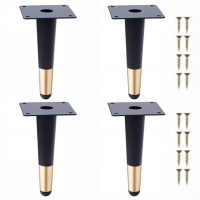 Gold Metal Cylindrical 15cm Table Legs Tapered, Pack of 4