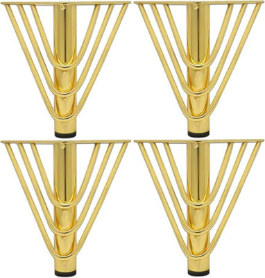 Gold Metal Rectangular 18cm Furniture Legs, Pack of 4