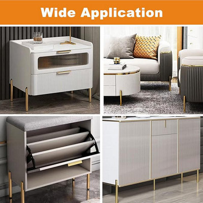 Gold Metal Rectangular 18cm Table Legs, Pack of 4
