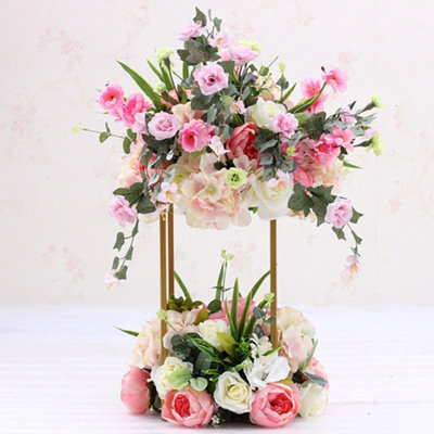 Gold Metal Rectangular Flower Stand Pedestal Wedding Party Ornament 210 x 400 mm