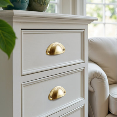 Gold Metal Shell Cup Kitchen Cabinet Drawer Pull Handle Brass Effect ...