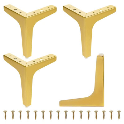 Gold Metal Triangular 10cm Furniture Legs, Pack of 4