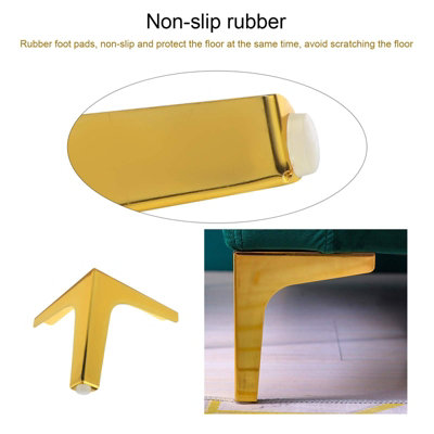 Gold Metal Triangular 10cm Furniture Legs, Pack of 4