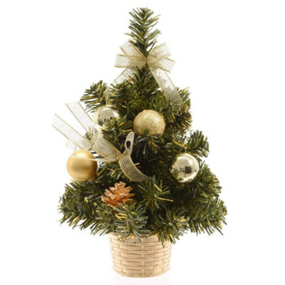 Gold Mini Decorated Christmas Tree With Decorations 20cm Small Tabletop Tree Price Comparisons | Compare The Build