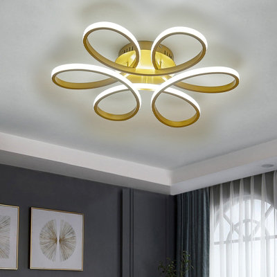 Gold Modern 1 Light Curved Shape Acrylic Flush Mount Integrated LED Ceiling Light Fixture Cool white 58cm