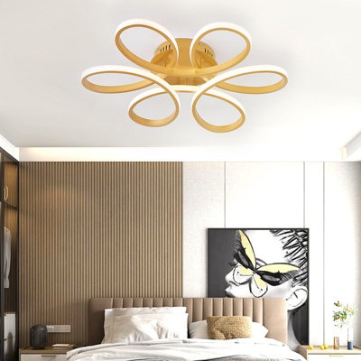 Gold Modern 1 Light Curved Shape Acrylic Flush Mount Integrated LED Ceiling Light Fixture Cool white 58cm