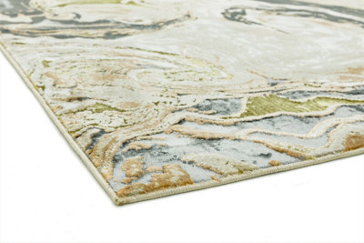 Gold Modern Easy to Clean Abstract Rug For Dining Room Bedroom And Living Room-120cm X 170cm