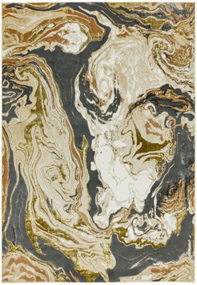 Gold Modern Easy to Clean Abstract Rug For Dining Room Bedroom And Living Room-120cm X 170cm